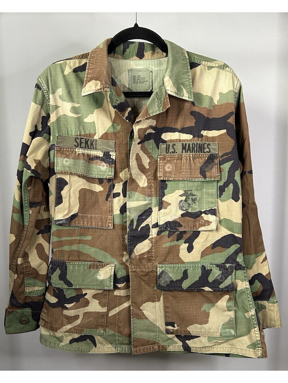 Vintage US Marines BDU Field Jacket Woodland Camouflage Size Small-Short